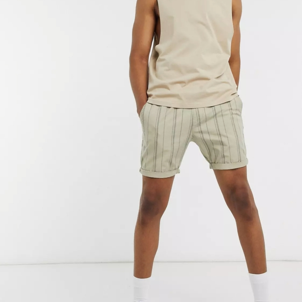 Brave Soul Drawstring Shorts in Beige Stripe 🆕️